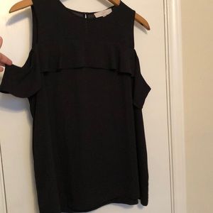 LOFT Black Cold-Shoulder Blouse